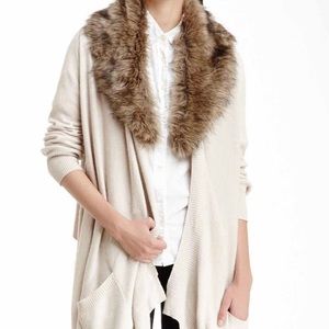 BCBGMaxAzria Morgan faux fur collar cardigan